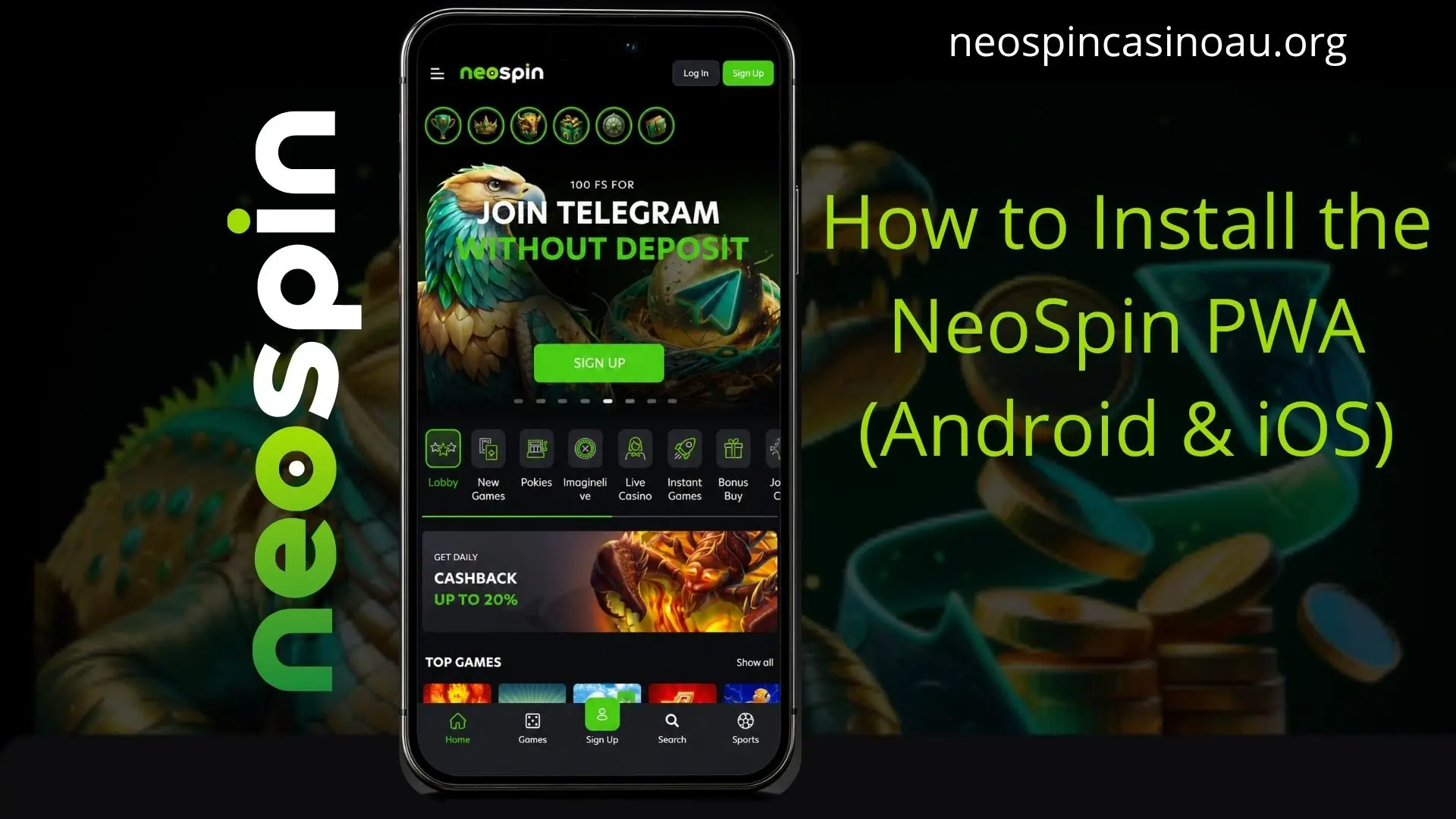 NeoSpin app installation on a mobile device