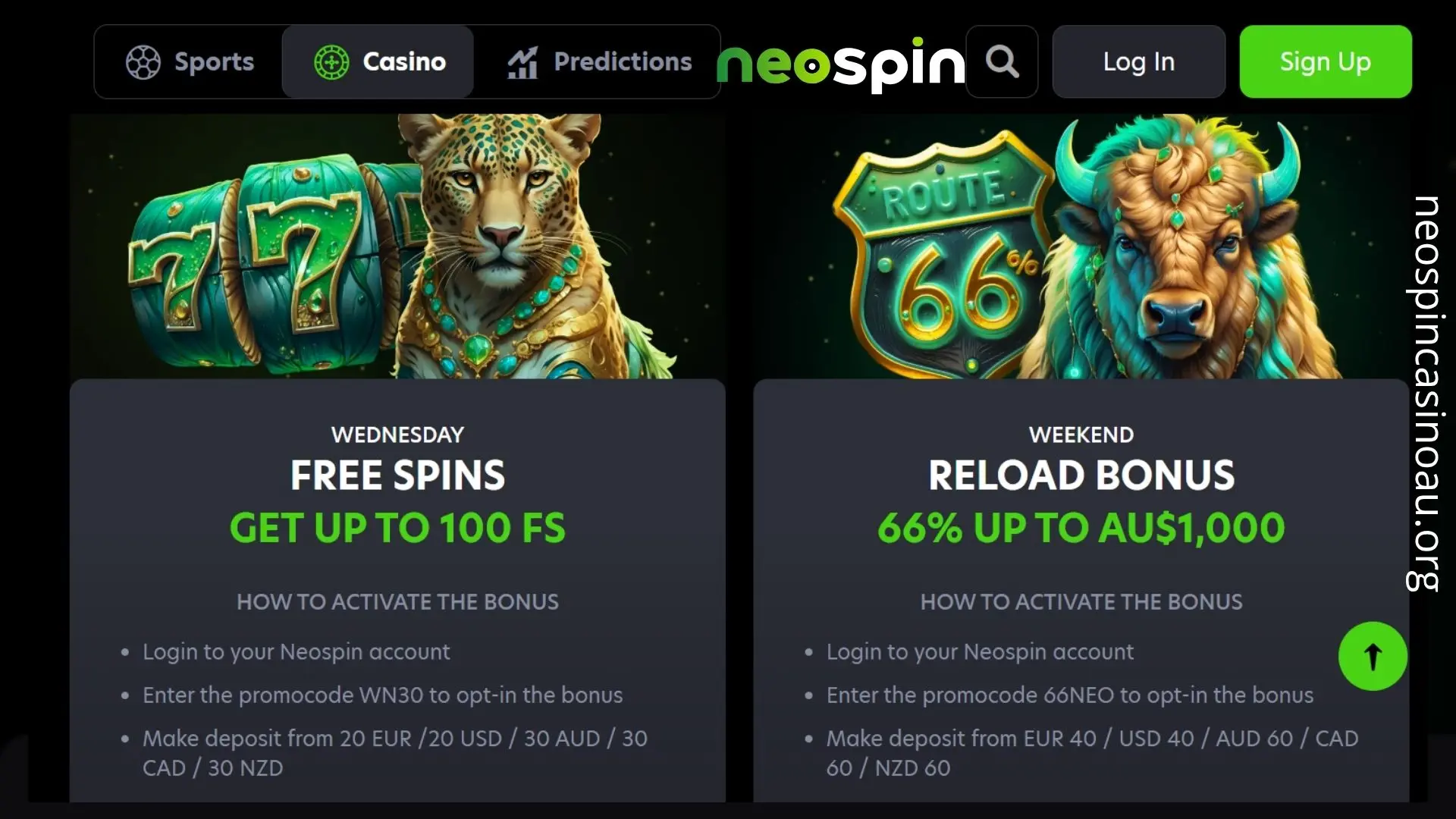 NeoSpin Casino welcome bonus