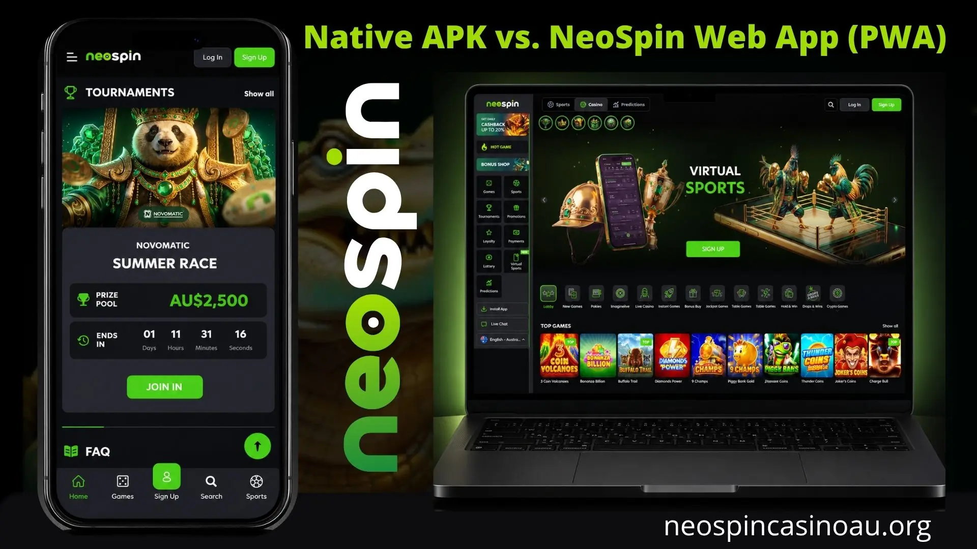NeoSpin mobile casino interface